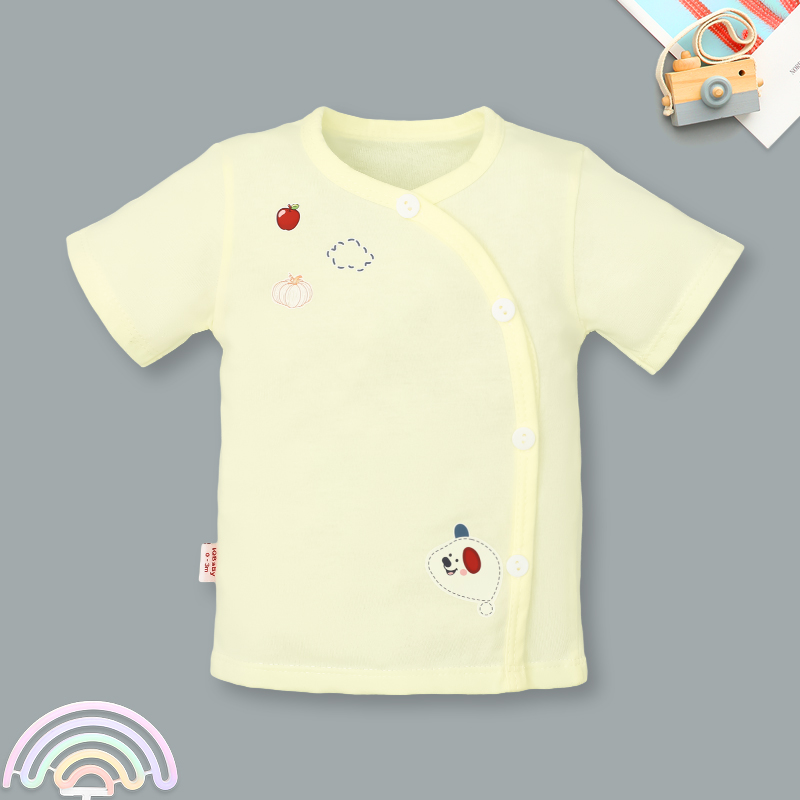 Bộ tay ngắn cài chéo in hình thú IQ Baby màu xanh 14