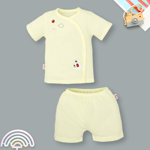 Bộ tay ngắn unisex IQ Baby cotton vàng