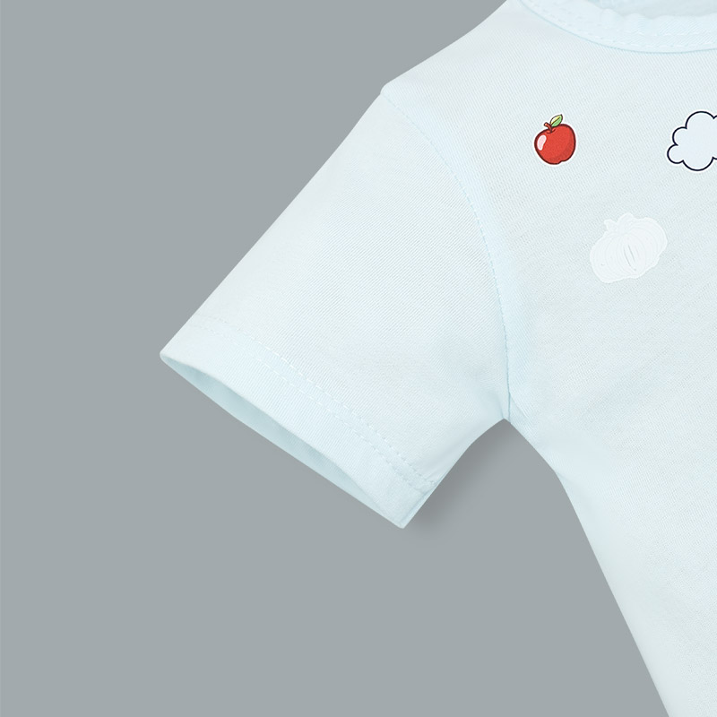 Bộ tay ngắn cài chéo in hình thú IQ Baby màu xanh 5