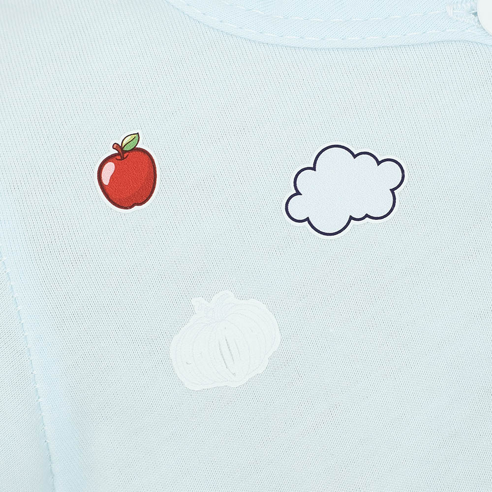 Bộ tay ngắn cài chéo in hình thú IQ Baby màu xanh 7