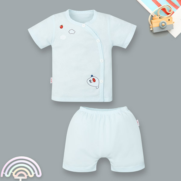 Bộ tay ngắn unisex IQ Baby cotton xanh