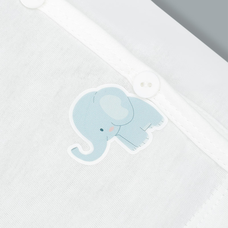 Bộ tay ngắn cài chéo in hình voi IQ Baby màu trắng 6