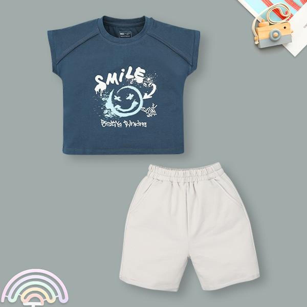 Bộ bé gái Ualarogo cotton xanh