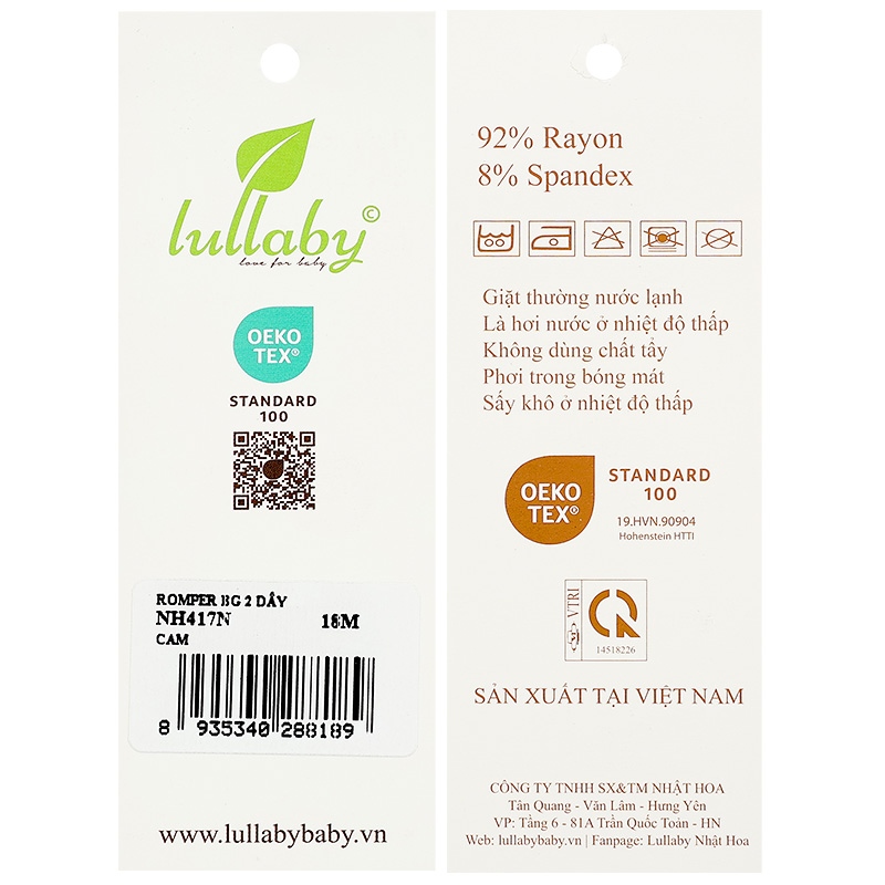 Bodysuit bé gái Lullaby NH417N in thỏ màu kem 17