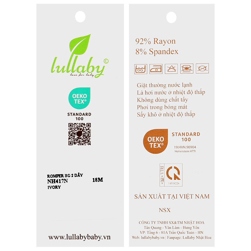 Bodysuit bé gái Lullaby NH417N in thỏ màu kem 9