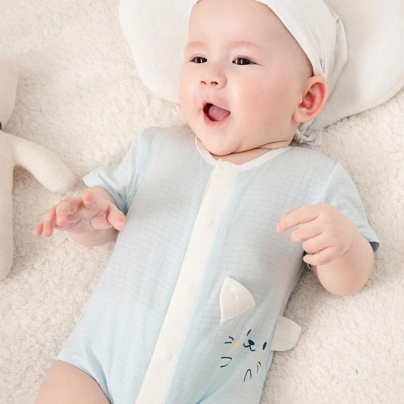 Bodysuit cài giữa bạn nhỏ ngộ nghĩnh La Pomme màu xanh dương 3