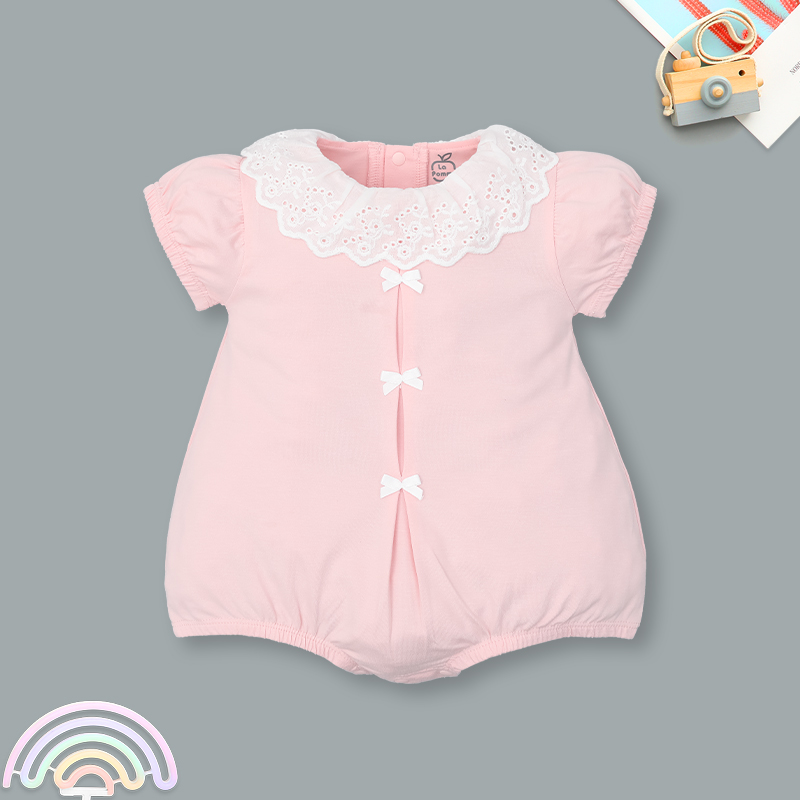 Bodysuit cài giữa La Pomme cổ cách điệu công chúa đáng yêu màu hồng 5