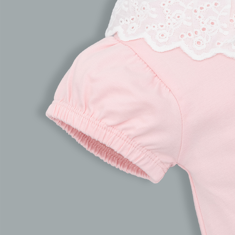 Bodysuit cài giữa La Pomme cổ cách điệu công chúa đáng yêu màu hồng 8