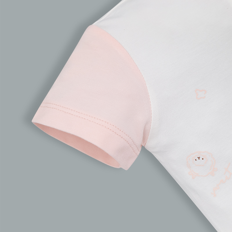 Bodysuit cài giữa La Pomme họa tiết nhí cách điệu màu be 13