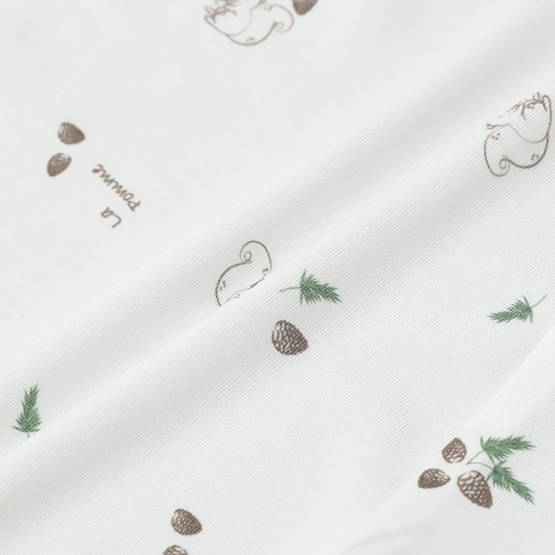 Bodysuit cài giữa La Pomme phối tay raglan họa tiết sóc nhí màu trắng - nâu 6