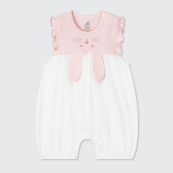 Bodysuit bé gái La Pomme sợi tre hồng