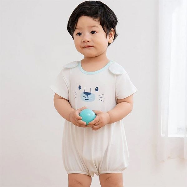 Bodysuit bé trai La Pomme sợi tre trắng