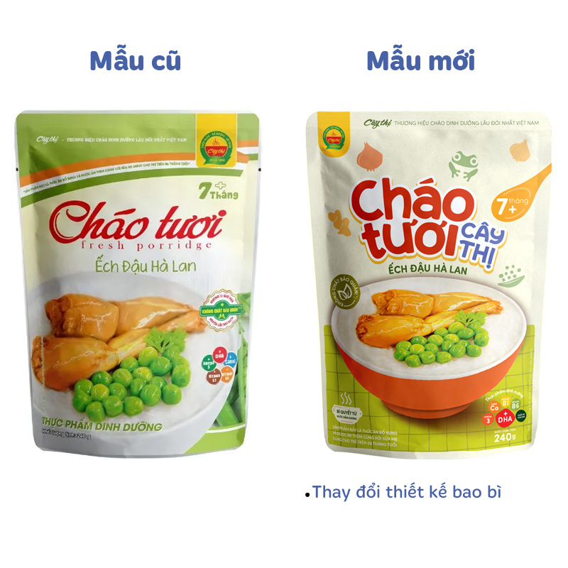 Cháo tươi Cây Thị vị ếch, đậu Hà Lan gói 240g (từ 7 tháng) - Giao bao bì ngẫu nhiên 2