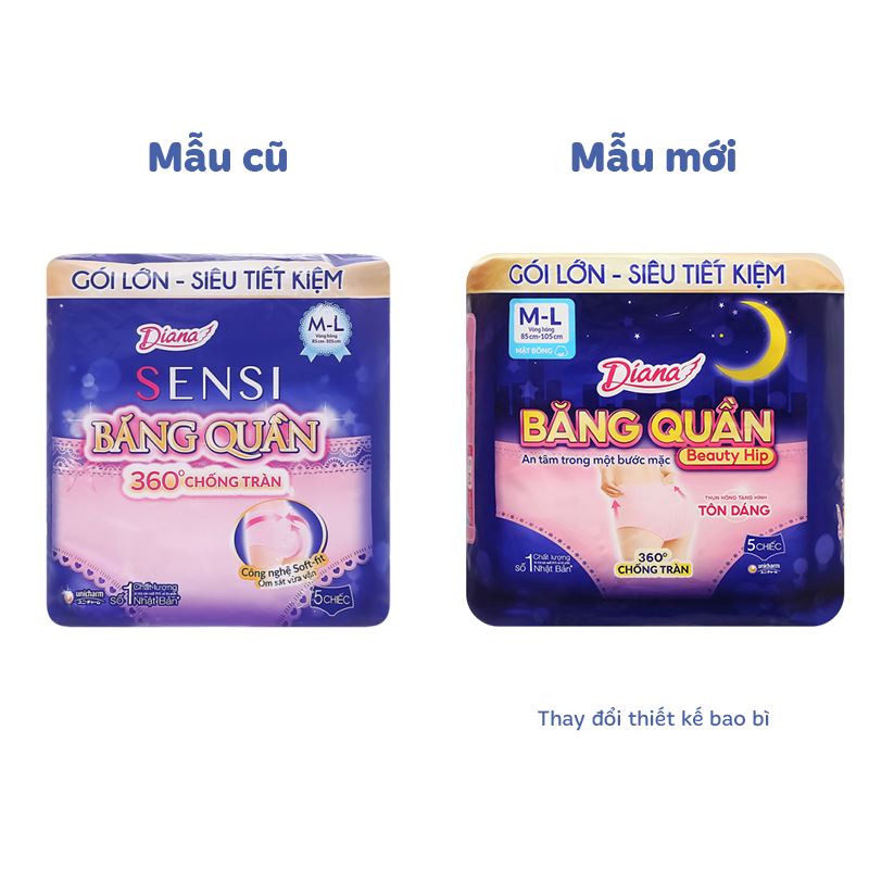 Băng quần ban đêm Diana chống tràn size M-L 5 miếng - Giao bao bì ngẫu nhiên 13