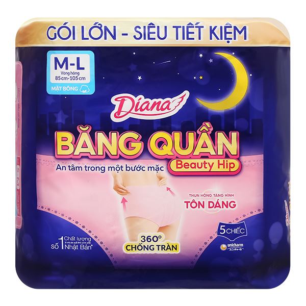 Băng quần ban đêm Diana chống tràn size M-L 5 miếng - Giao bao bì ngẫu nhiên 14