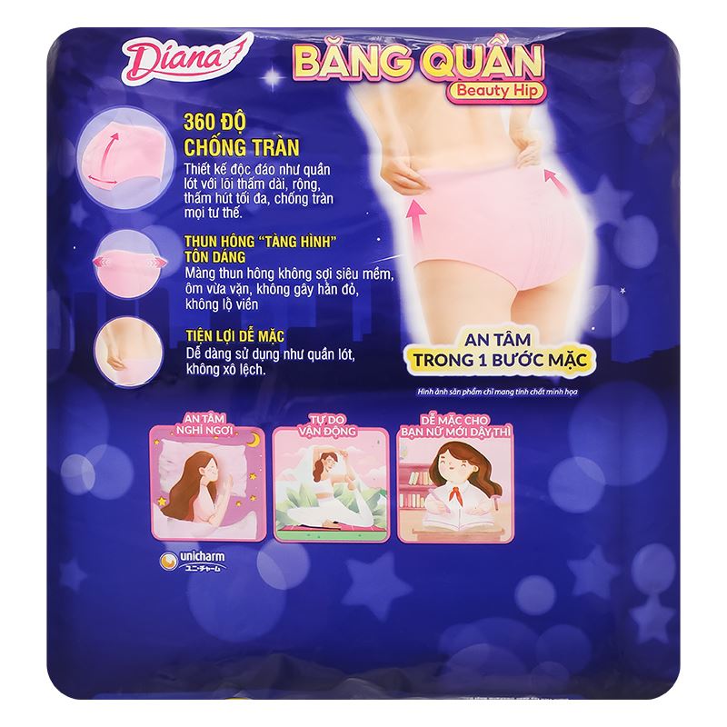 Băng quần ban đêm Diana chống tràn size M-L 5 miếng - Giao bao bì ngẫu nhiên 15