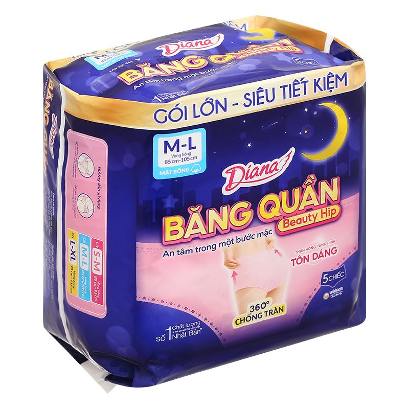Băng quần ban đêm Diana chống tràn size M-L 5 miếng - Giao bao bì ngẫu nhiên 16