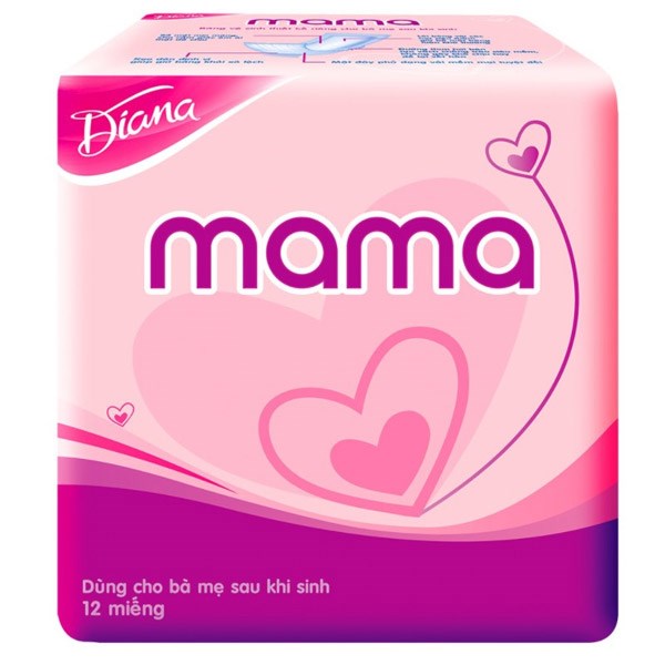 Combo 2 băng vệ sinh ban ngày Diana Mama cho mẹ sau sinh không cánh 12 miếng/bịch 2