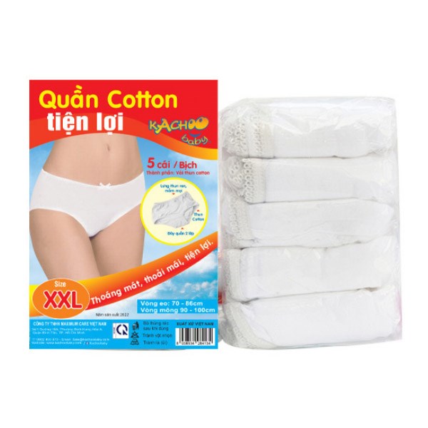 Combo 2 quần lót vải cotton mặc 1 lần KACHOOBABY size XXL (Bịch 5 cái) 2