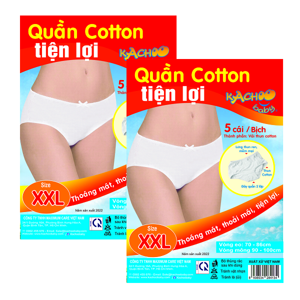 Combo 2 quần lót vải cotton mặc 1 lần KACHOOBABY size XXL (Bịch 5 cái)