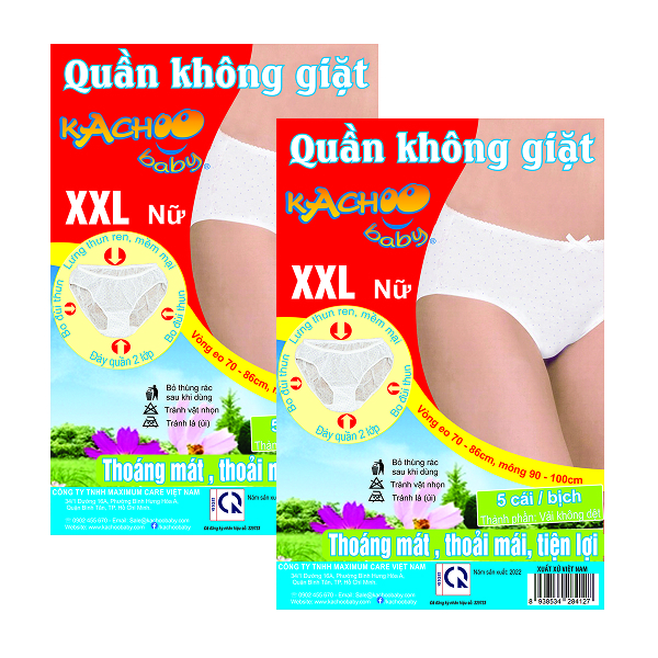 Combo 2 quần lót vải không dệt mặc 1 lần KACHOOBABY size XXL (Bịch 5 cái)