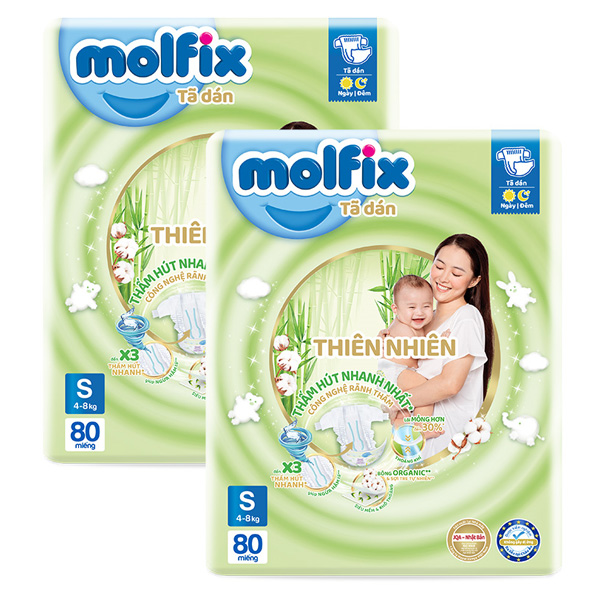 Combo 2 tã dán Molfix thiên nhiên size M 76 miếng giá rẻ, chính hãng, an toàn - AVAKids.com