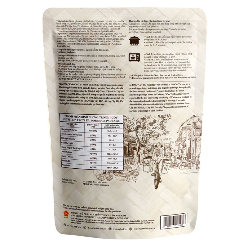Cháo tươi Cây Thị vị gạo lứt, ngũ đậu gói 240g (từ 1 tuổi) 8