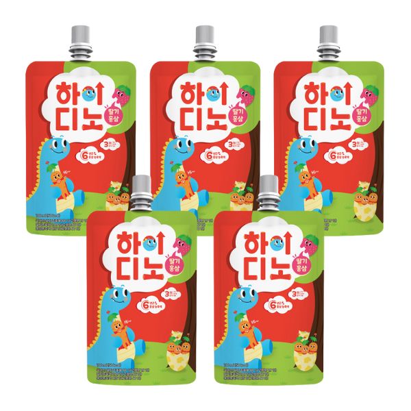 Combo 5 túi nước trái cây hồng sâm Aram Farm Hi Dino (từ 1 tuổi)