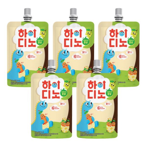 Combo 5 túi nước trái cây hồng sâm Aram Farm Hi Dino (từ 1 tuổi)