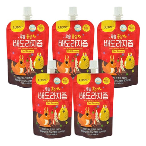 Combo 5 túi nước trái cây Lusol hồng sâm (từ 1 tuổi)