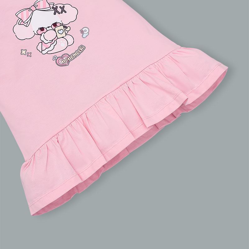 Đầm bé gái Pony Kids đuôi cá in cún màu vàng 13