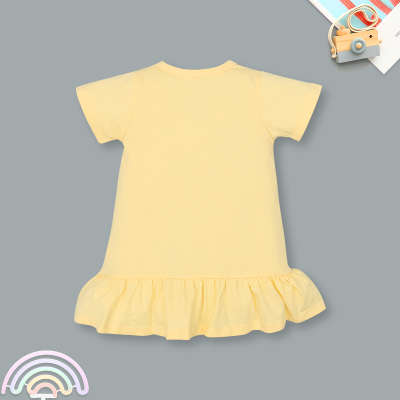 Đầm bé gái Pony Kids đuôi cá in cún màu vàng 2