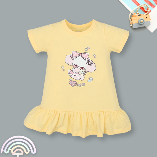 Đầm Pony Kids cotton vàng