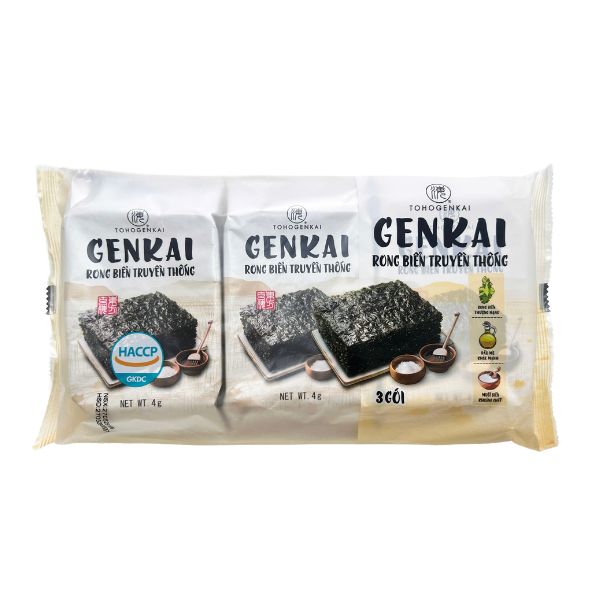 Lốc 3 gói snack rong biển vị truyền thống Genkai