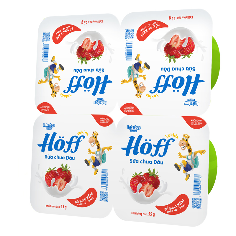 Lốc 4 hộp sữa chua trái cây Hoff vị dâu 55g (từ 6 tháng) - Giao bao bì ngẫu nhiên 3