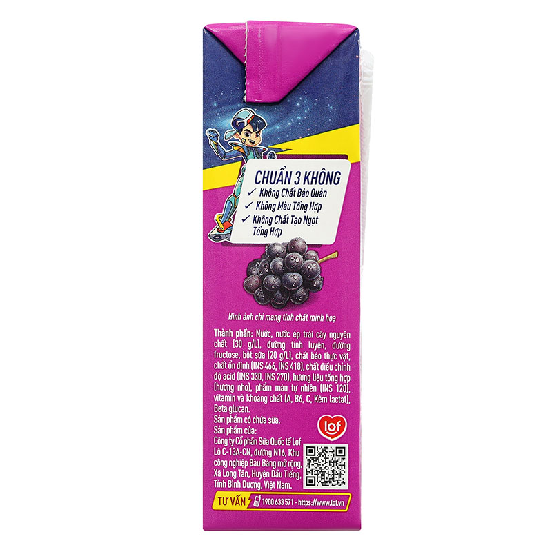 Lốc 4 hộp sữa trái cây LiF Kun hương nho 180 ml (từ 2 tuổi) 8