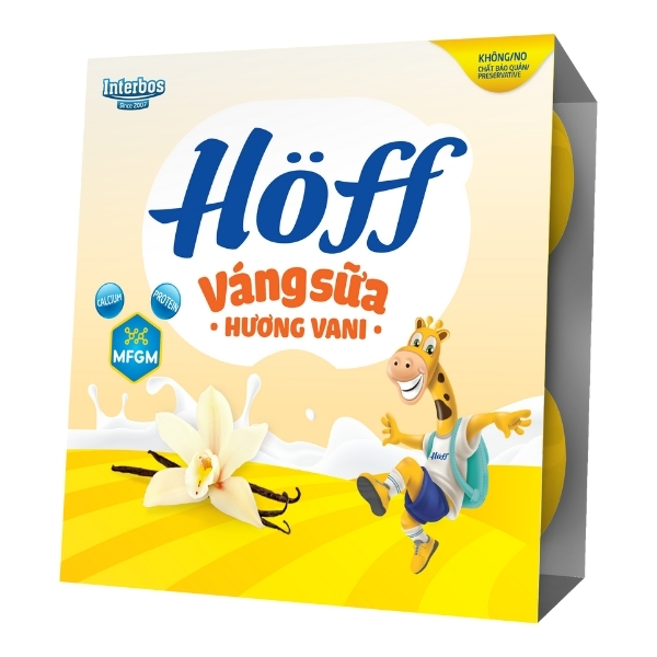 Lốc 4 hũ váng sữa Hoff vị vani 55g (từ 6 tháng) giàu canxi, bổ sung chất béo cần thiết cho bé - AVAKids.com