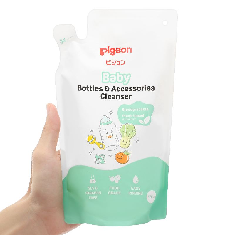 Nước rửa bình sữa Pigeon chai 500 ml gốc thực vật 9