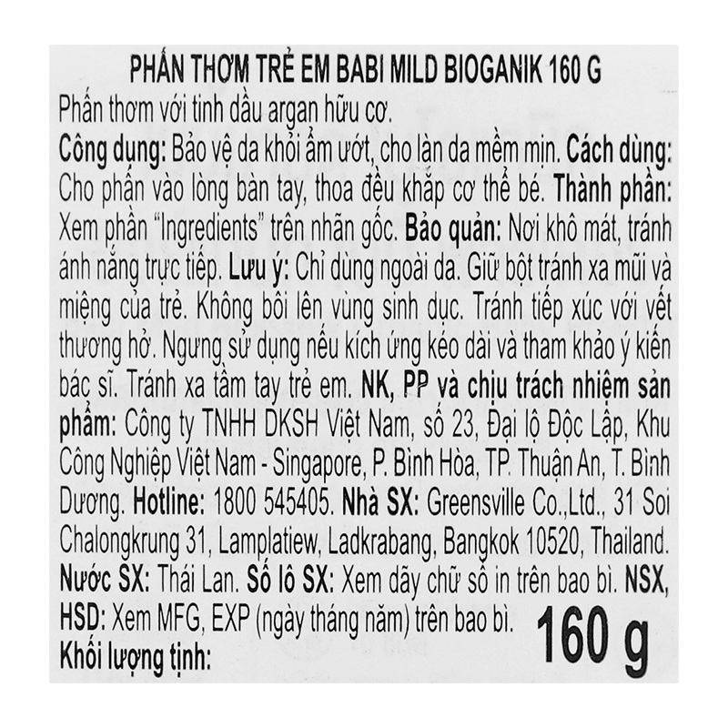 Phấn thơm dưỡng ẩm cho bé Babi Mild White Sakura 160g - Giao bao bì ngẫu nhiên 13