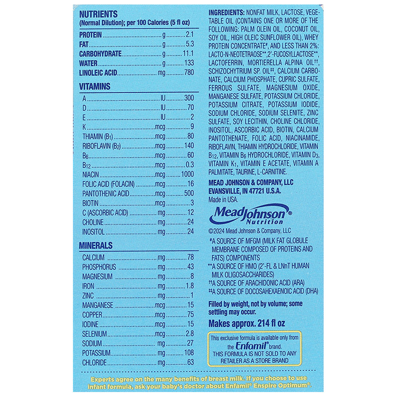 Sữa bột Enfamil Enspire Infant Formula 850g (0 - 12 tháng) - Mẫu mới 8