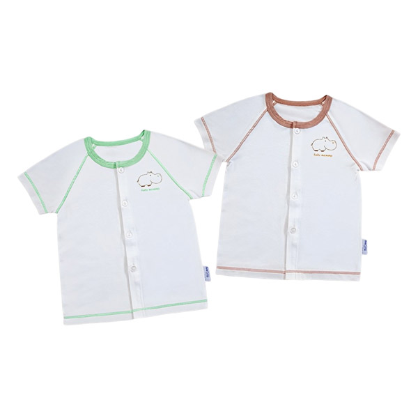 Combo 2 áo ngắn cài giữa BabyMommy màu trắng viền nude - hồng - AVAKids.com