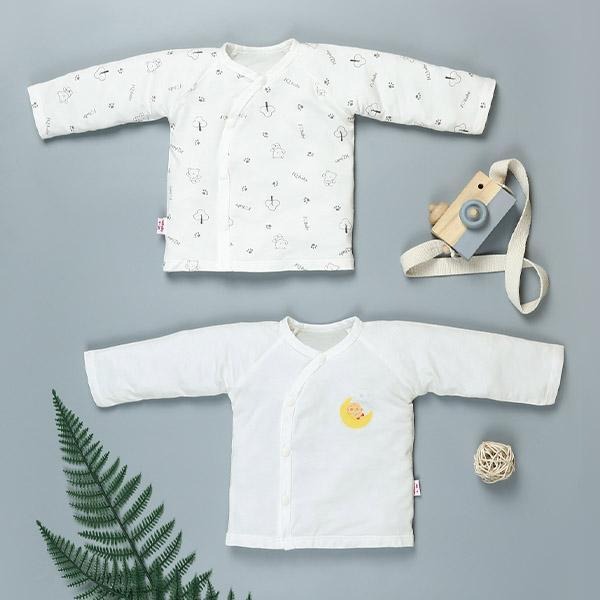 Combo 2 áo tay dài unisex IQ Baby cotton trắng