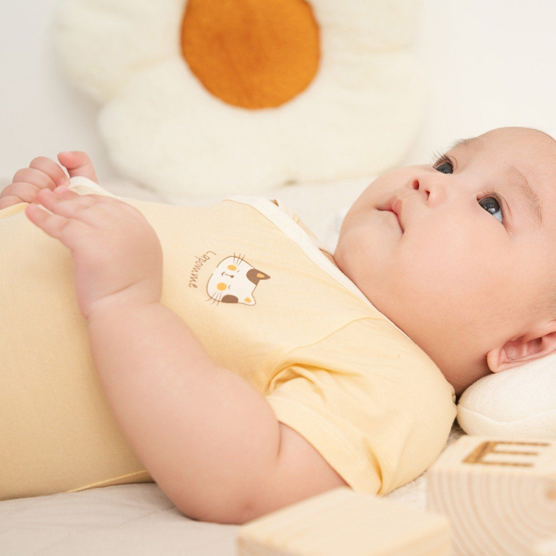 Set 2 bodysuit cài chéo La Pomme bé mimi của mẹ màu trắng - hồng 17