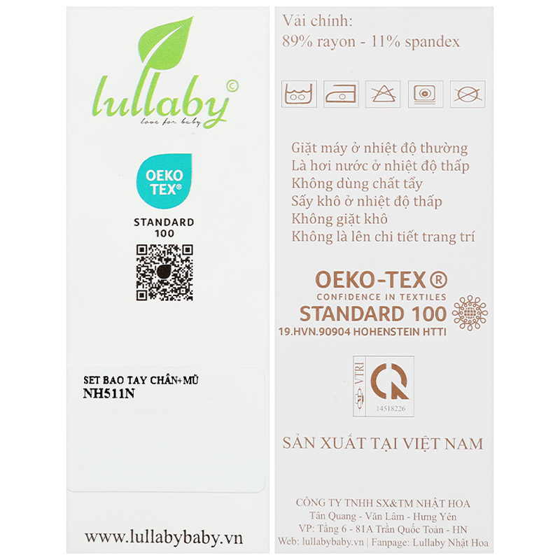 Set nón, bao tay bao chân in hình thú Lullaby NH511N màu trắng - xanh (0 - 3 tháng) 41