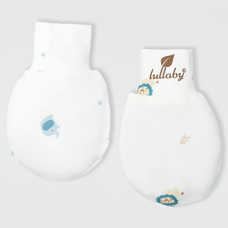 Set nón, bao tay bao chân in hình thú Lullaby NH511N màu trắng - xanh (0 - 3 tháng) 5