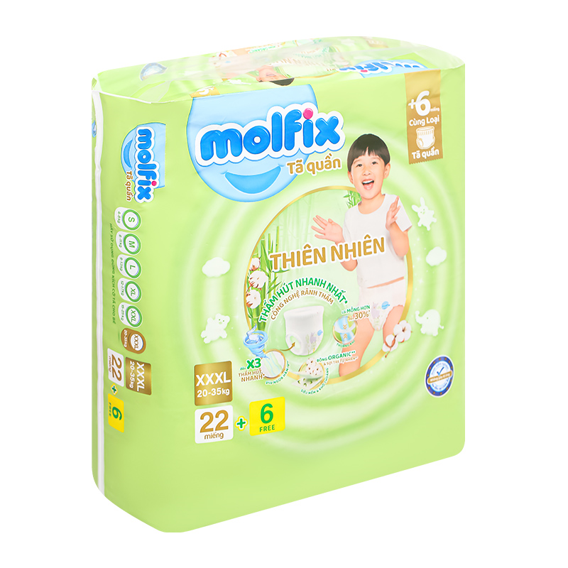 Tã quần Molfix thiên nhiên size XXXL 22 + 6 miếng (20 - 35 kg) - Giao bao bì ngẫu nhiên 4