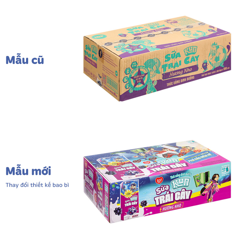 Lốc 4 hộp sữa trái cây LiF Kun hương nho 180 ml (từ 2 tuổi) 14
