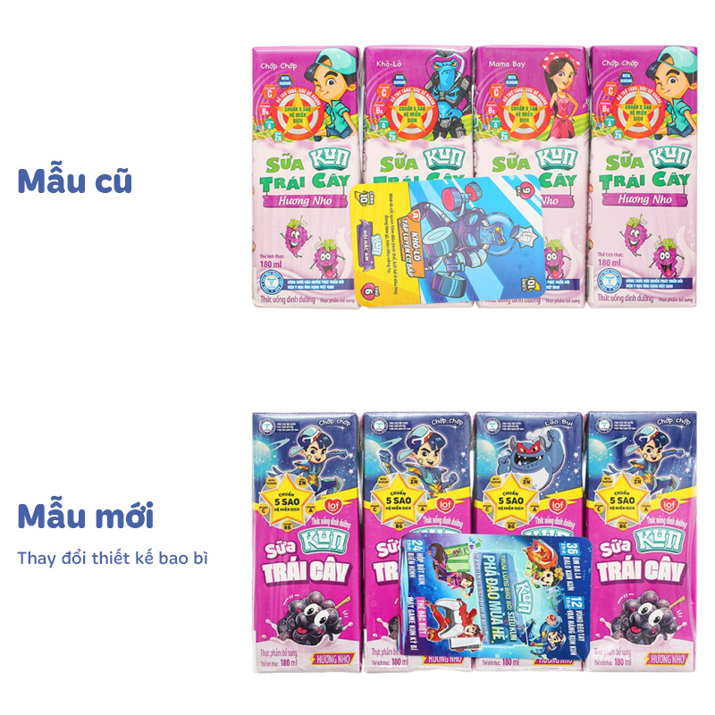 Lốc 4 hộp sữa trái cây LiF Kun hương nho 180 ml (từ 2 tuổi) 15