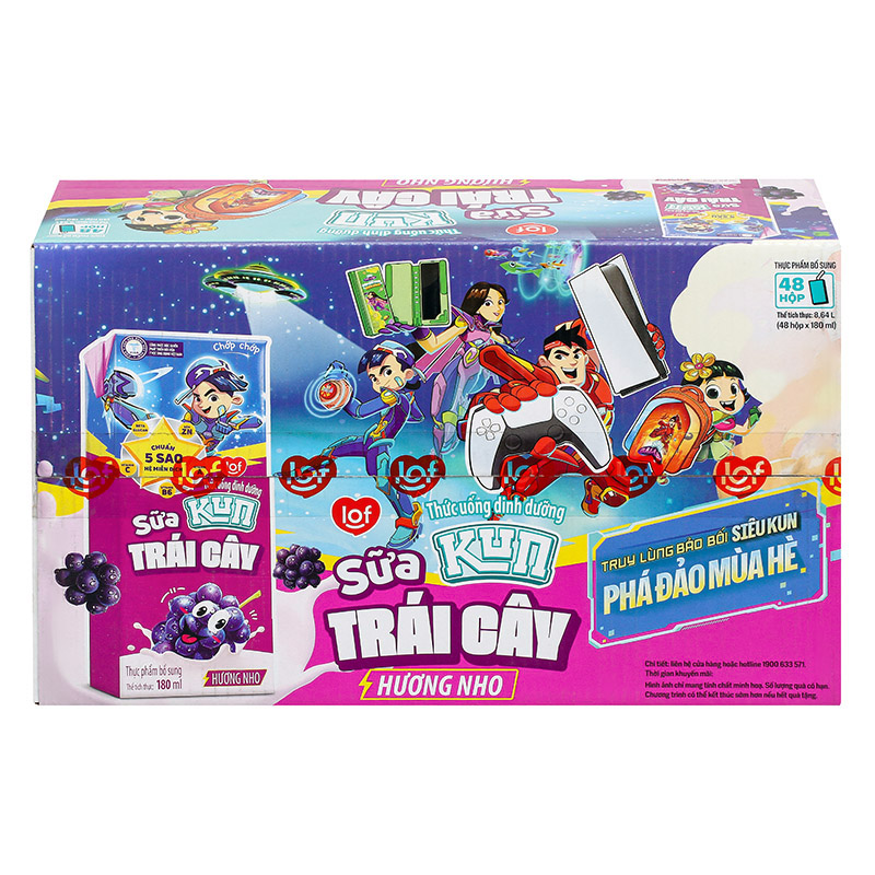Lốc 4 hộp sữa trái cây LiF Kun hương nho 180 ml (từ 2 tuổi) 17