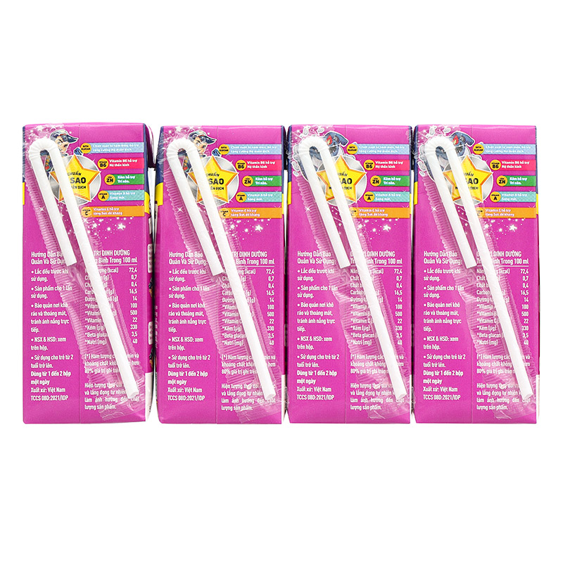 Lốc 4 hộp sữa trái cây LiF Kun hương nho 180 ml (từ 2 tuổi) 20